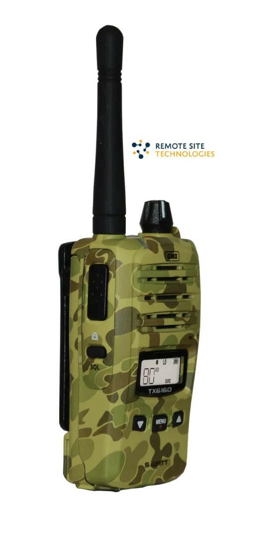 Tx6160Xcamo 5/1 Watt Ip67 Uhf Cb Handheld Radio - Remote Site Technologies