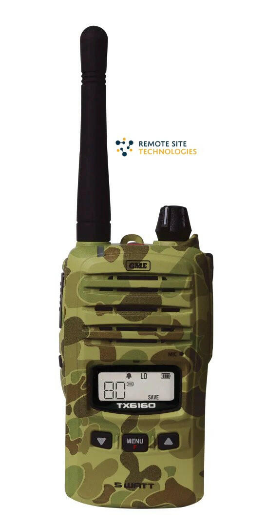 Tx6160Xcamo 5/1 Watt Ip67 Uhf Cb Handheld Radio - Remote Site Technologies